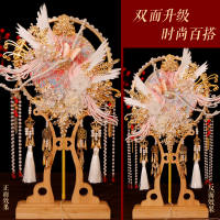 diy material package for bride's wedding with a round fan, handcrafted finished product, ancient-style Xiuhe double-sided wedding fan, high-end wedding fan thumbnail 4