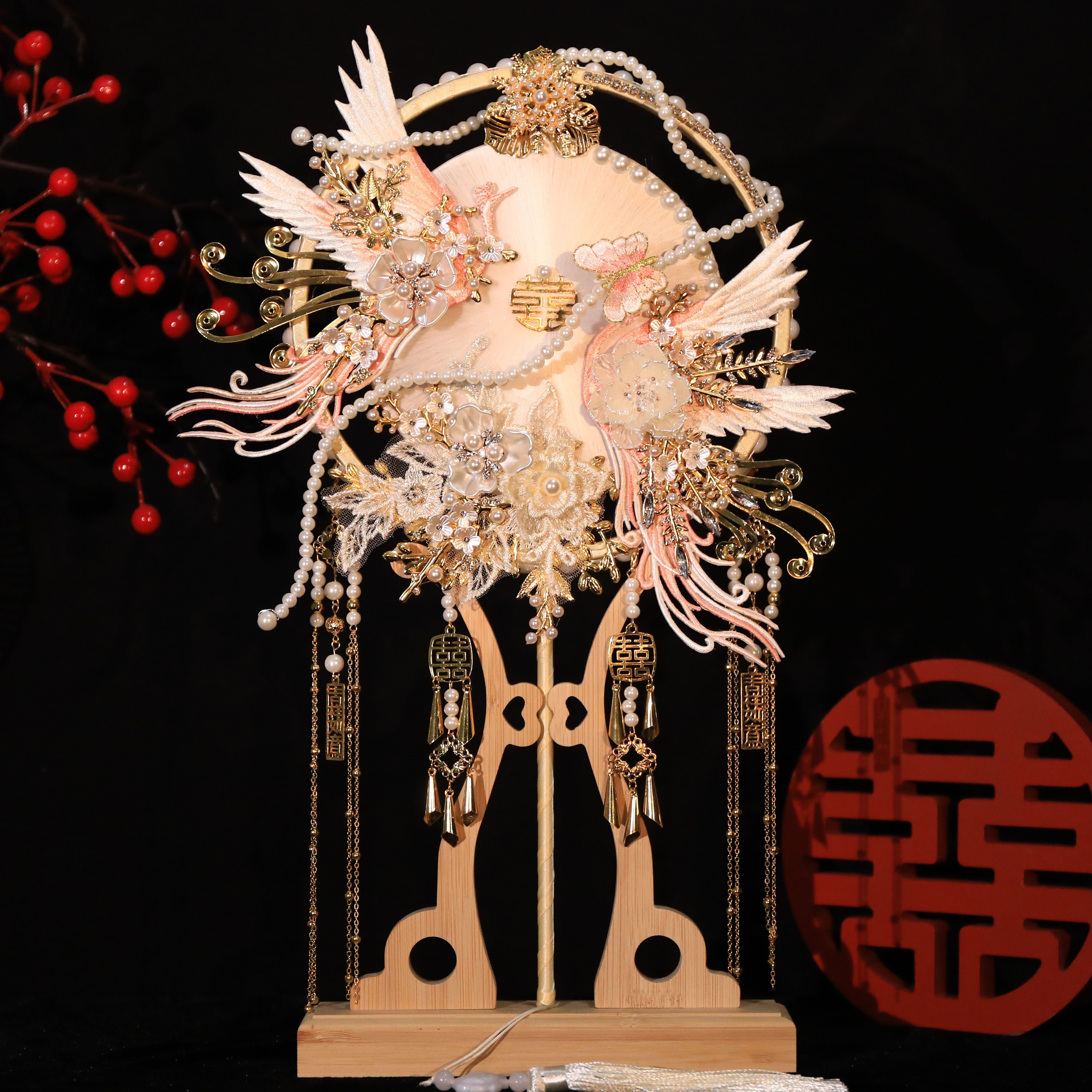 蠶絲扇子diy材料包團扇新娘結婚