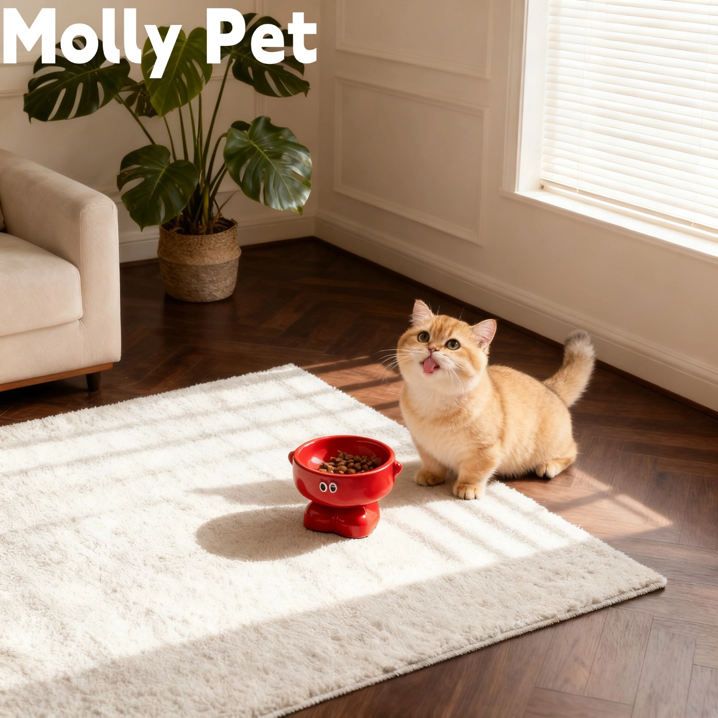 狗碗猫碗红色碗猫食碗猫咪陶瓷粮碗宠物喝水碗大口径碗猫咪猫粮碗