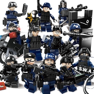 沃马兼容乐高拼装积木益智人偶特警战队武器配件人仔人偶C0500