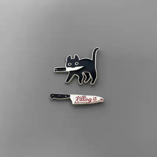 饰品 合金猫咪胸针 男可爱日系女潮酷个性 ins情侣徽章 一对领针装