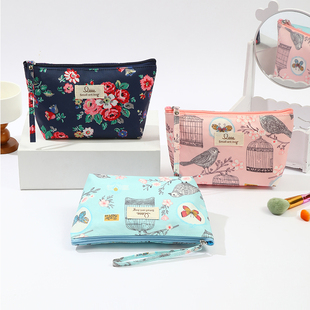 防水布印花化妆包女便携旅行手拿洗漱包大容量彩妆护肤品收纳袋