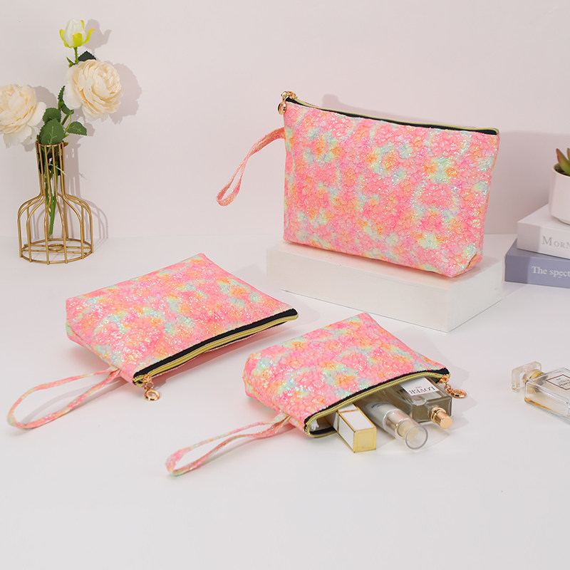 时尚蕾丝印花化妆包便携女ins风旅行洗漱包彩妆护肤品收纳包套装