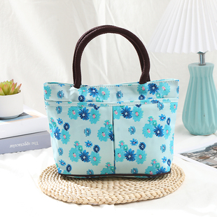 韩版防水手提袋卡通妈咪包饭盒包花布学生便当拎包水杯雨伞手提袋
