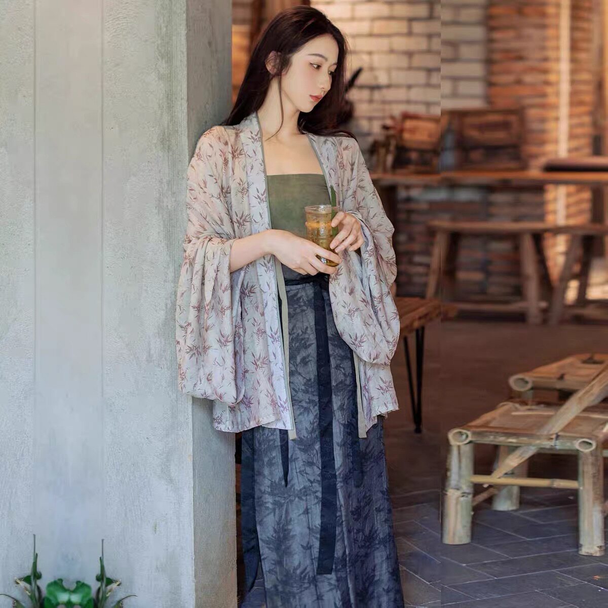夏装新款大码新中式国风汉服上衣女新款宽松显瘦长袖衬衫外套