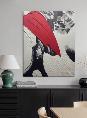 MHD手绘油画红色肌理样板间抽象玄关装饰沙发画客厅民宿大厅油画