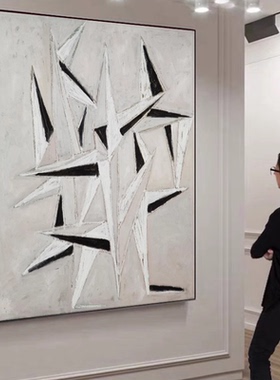 MHD手绘油画意式极简装饰画竖版玄关高级感壁画绿色客厅抽象挂画