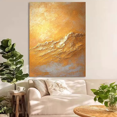 MHD手绘肌理油画《黄金》简约高端现代沙发油画轻奢客厅装饰挂画