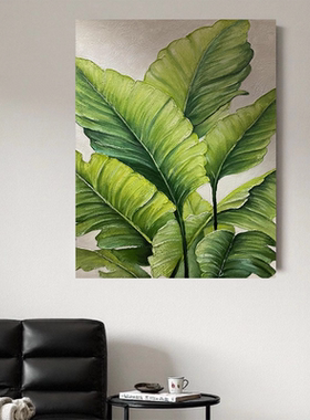 MHD绿色手绘油画客厅玄关装饰画家大业大沙发肌理餐厅立体抽象画