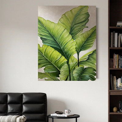 MHD绿色手绘油画客厅玄关装饰画家大业大沙发肌理餐厅立体抽象画