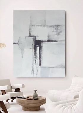 MHD手绘油画黑白大厅油画走廊大厅沙发客厅客厅画抽象玄关装饰画