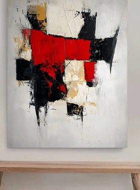 MHD手绘油画高级感客厅沙发背景墙肌理玄关走廊画抽象玄关装饰画