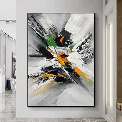 MHD手绘油画大厅红色油画客厅玄关装饰画背景墙画样板间计师挂画