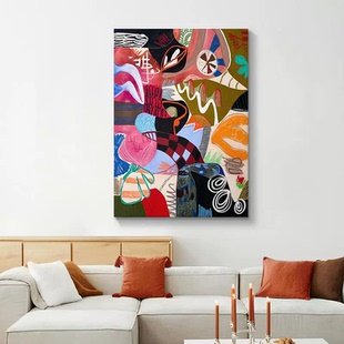 MHD手绘油画花卉酒店客厅酒店装饰画沙发简约抽象肌理画餐厅挂画