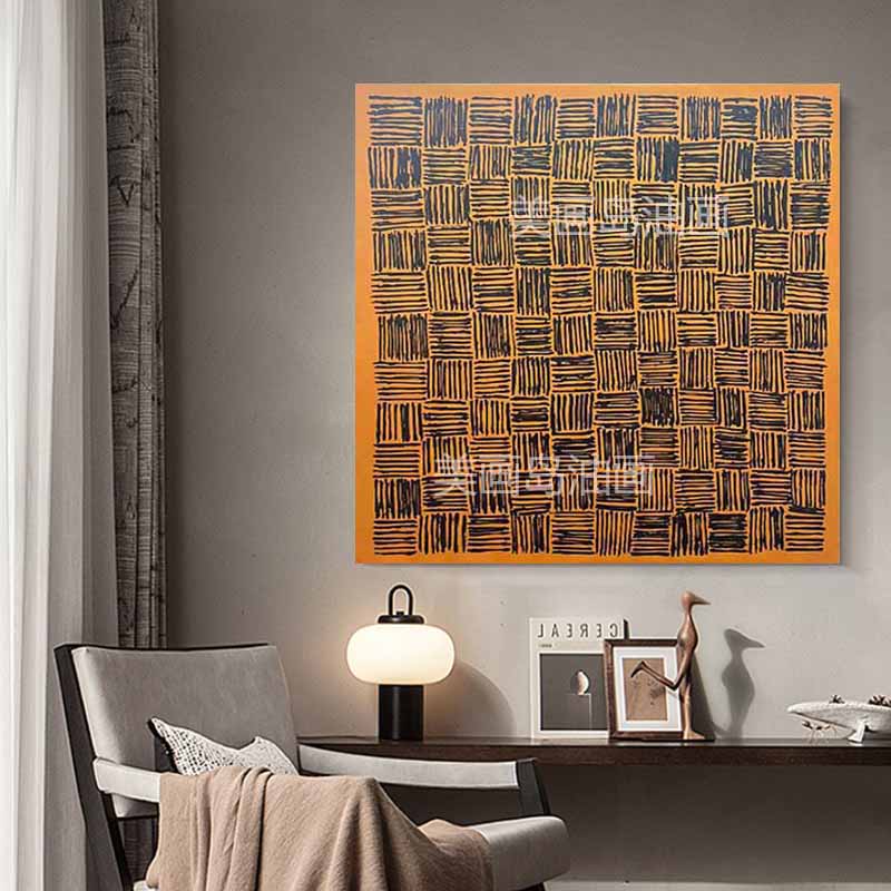 MHD 手绘油画沙发艺术客厅书房装饰画背景墙抽象挂画侘寂样板间画图片