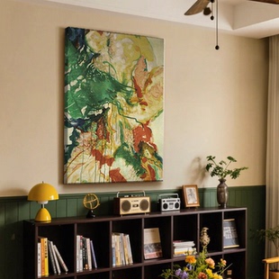 MHD原创油画抽象艺术手绘油画高级感进门玄关装 饰画客厅背景墙画