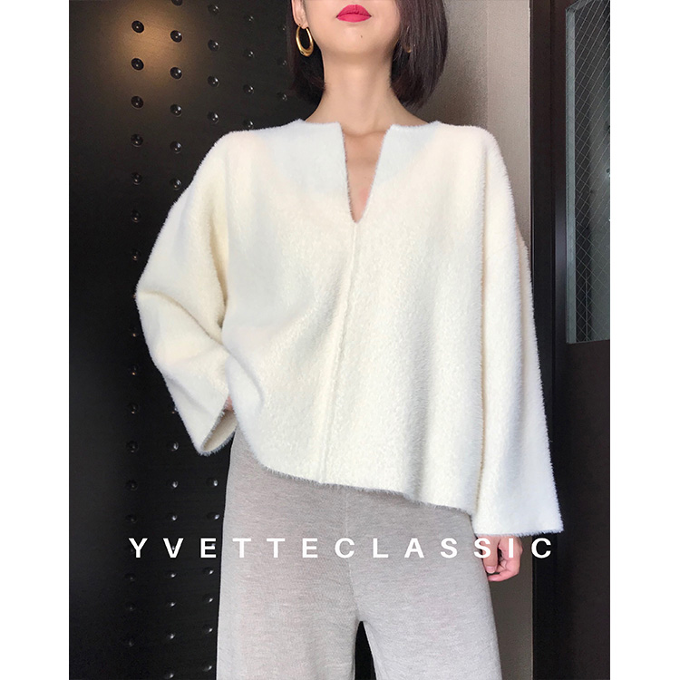 yvetteclassic进店bi入*toteme风奶油白极简V领针织貂绒毛衣女冬|msdalam kategori Butik wanita / wanita, sweater - dari Buy2taobao.com untuk memberikan perkhidmatan ejen Taobao profesional membeli