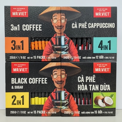 越南原装MR VIET速溶咖啡二三四合一提神椰子黑咖啡正品浓香包邮