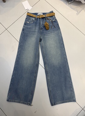 卡蓝秀KLX91357-1浅蓝色复合绒窄版阔腿裤女25冬新百搭洋气送腰带