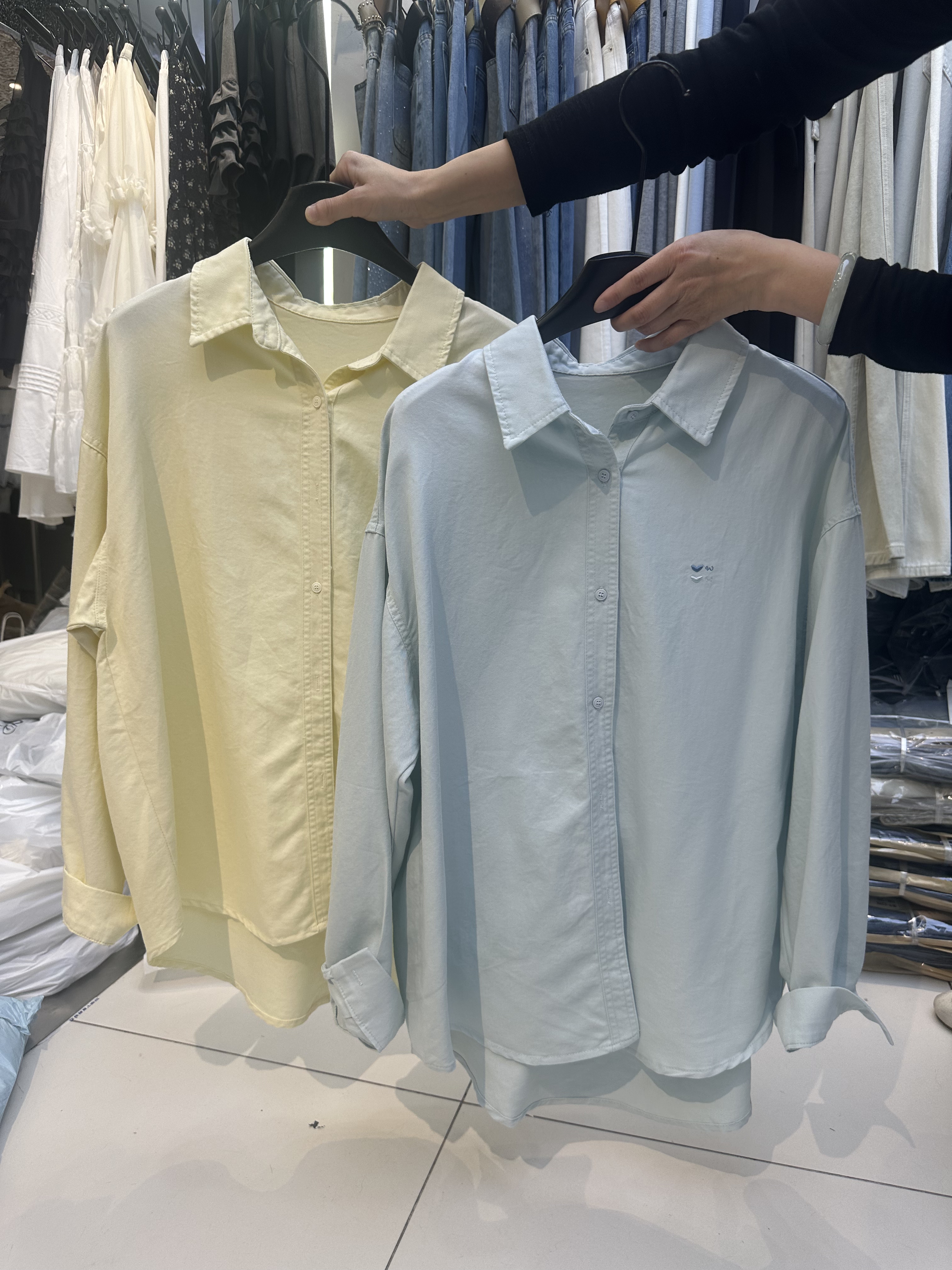 WEILIAN威廉93002韩版刺绣字母长袖衬衫女2026春新款宽松休闲外套