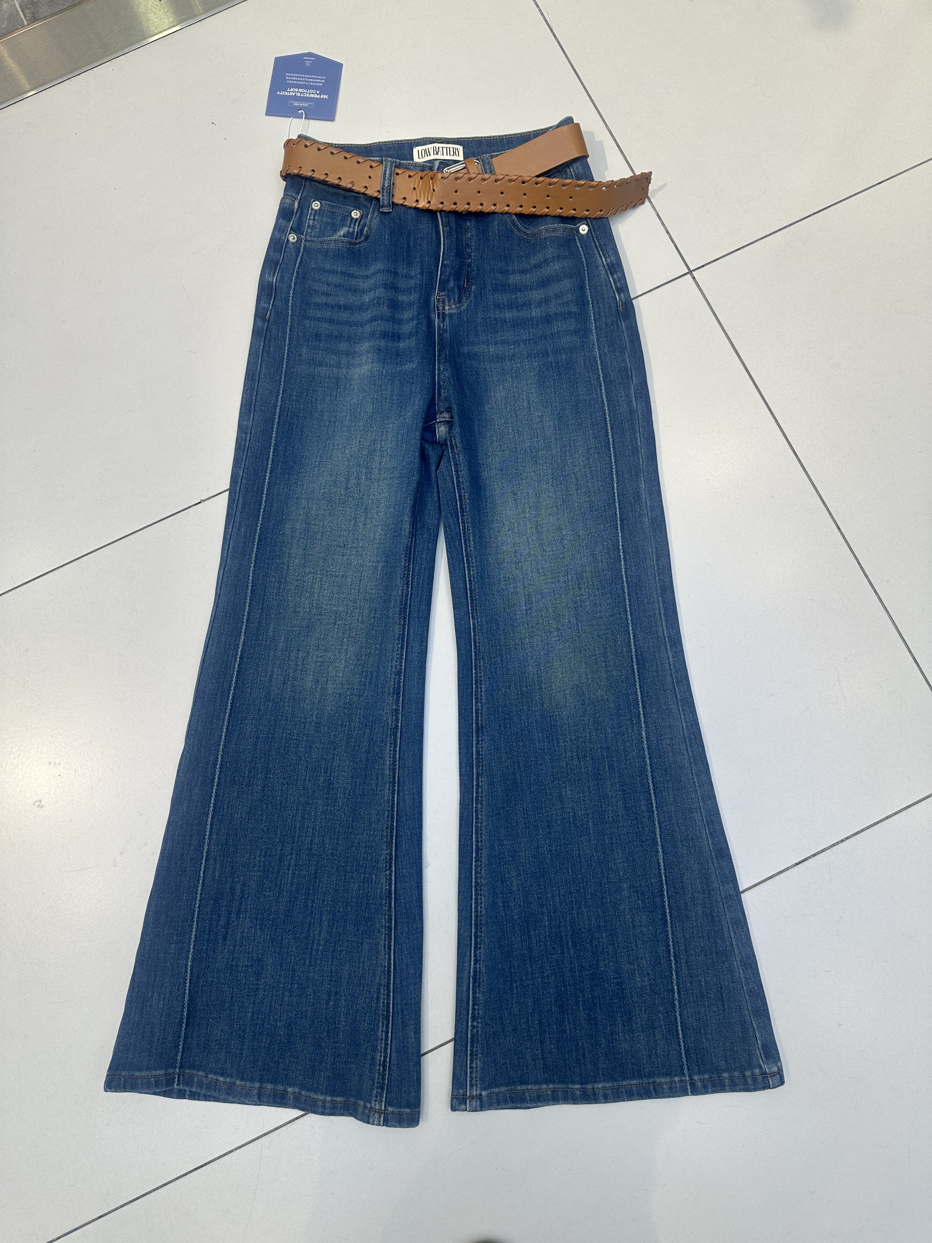 LOWBATTERY15931正品弹性喇叭裤女2016秋款新百搭洋气显瘦送腰带