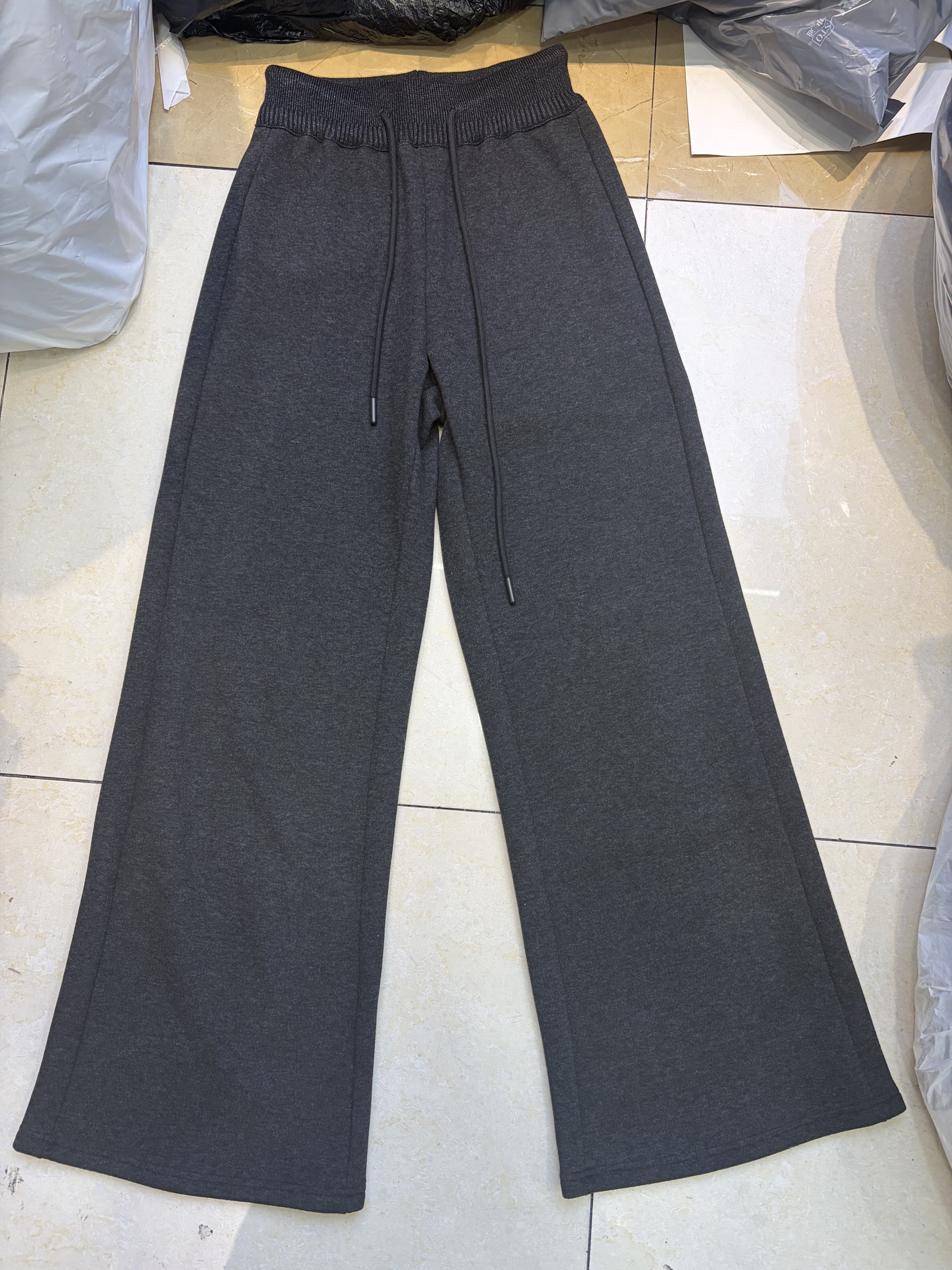 CJY1820正品加绒松紧腰抽绳宽松喇叭裤女2025冬新百搭显瘦通勤潮