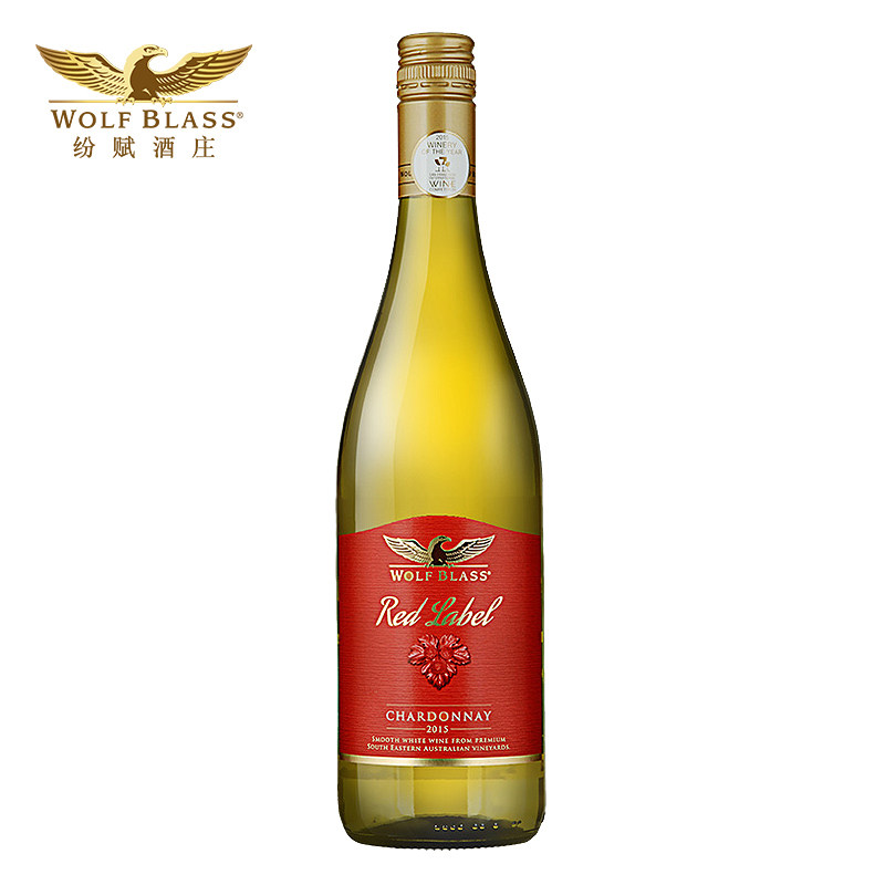 澳洲原瓶进口 wolf blass纷赋红牌霞多丽白葡萄酒 单支装
