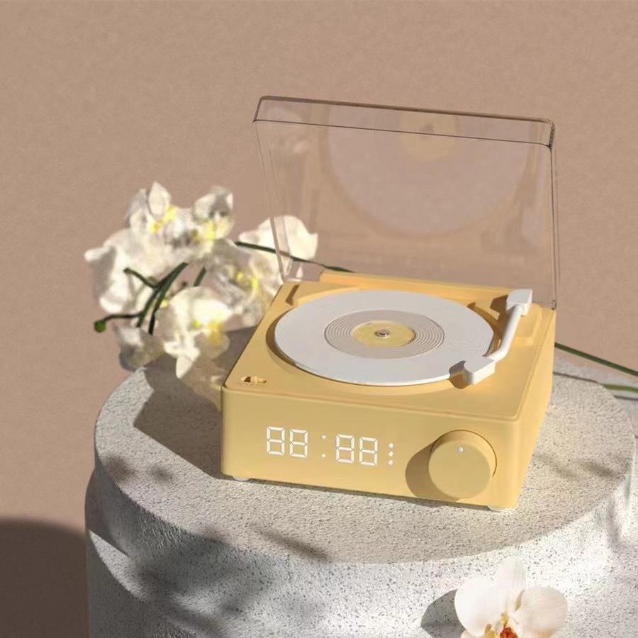 创意黑胶唱片复古蓝牙音箱便携式音响低音炮智能蓝牙闹钟音箱