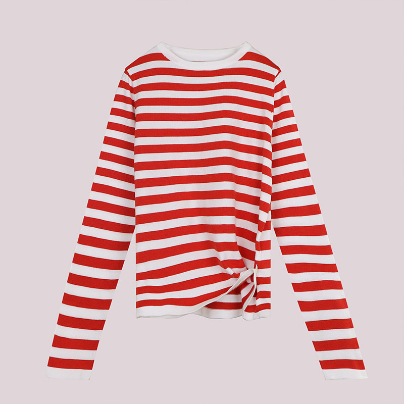 旅行艺术大洪新款时尚休闲百搭修身圆领套头条纹针织衫,女装/女士精品,毛针织衫,淘宝优惠券,粉丝福利购,淘宝优惠卷