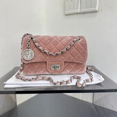 小d家新款 复古休闲丝绒锁扣小香风链条包时尚 简约斜挎百搭包女包