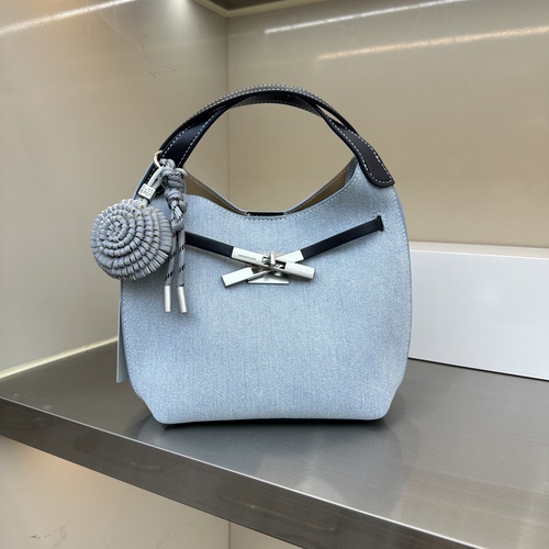 新款时尚牛仔布撞色手提菜篮子包包斜挎女包轻便时髦百搭休闲洋气