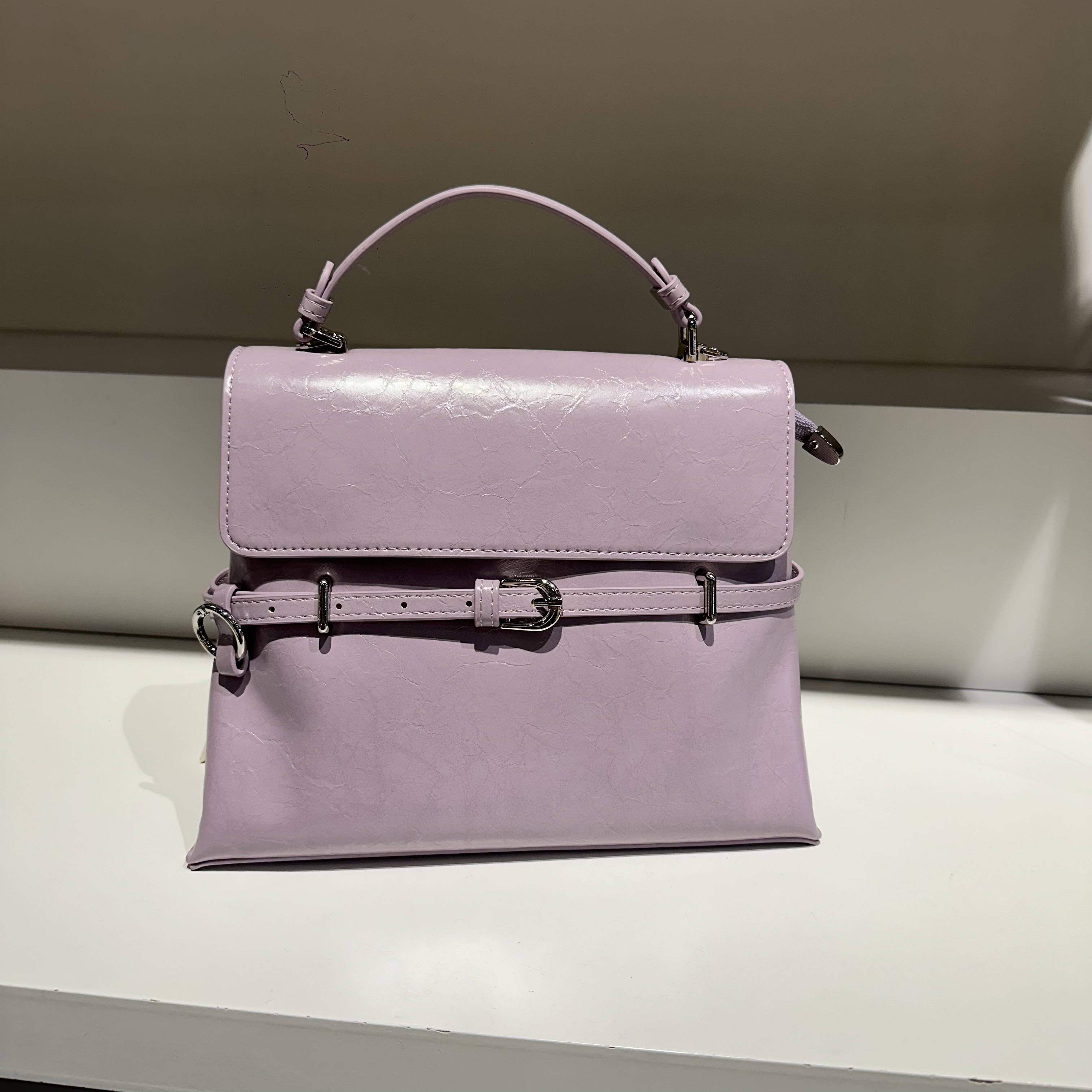 美缇新款复古休闲慵懒风软皮手提翻盖双肩背包单肩斜挎女包分层包