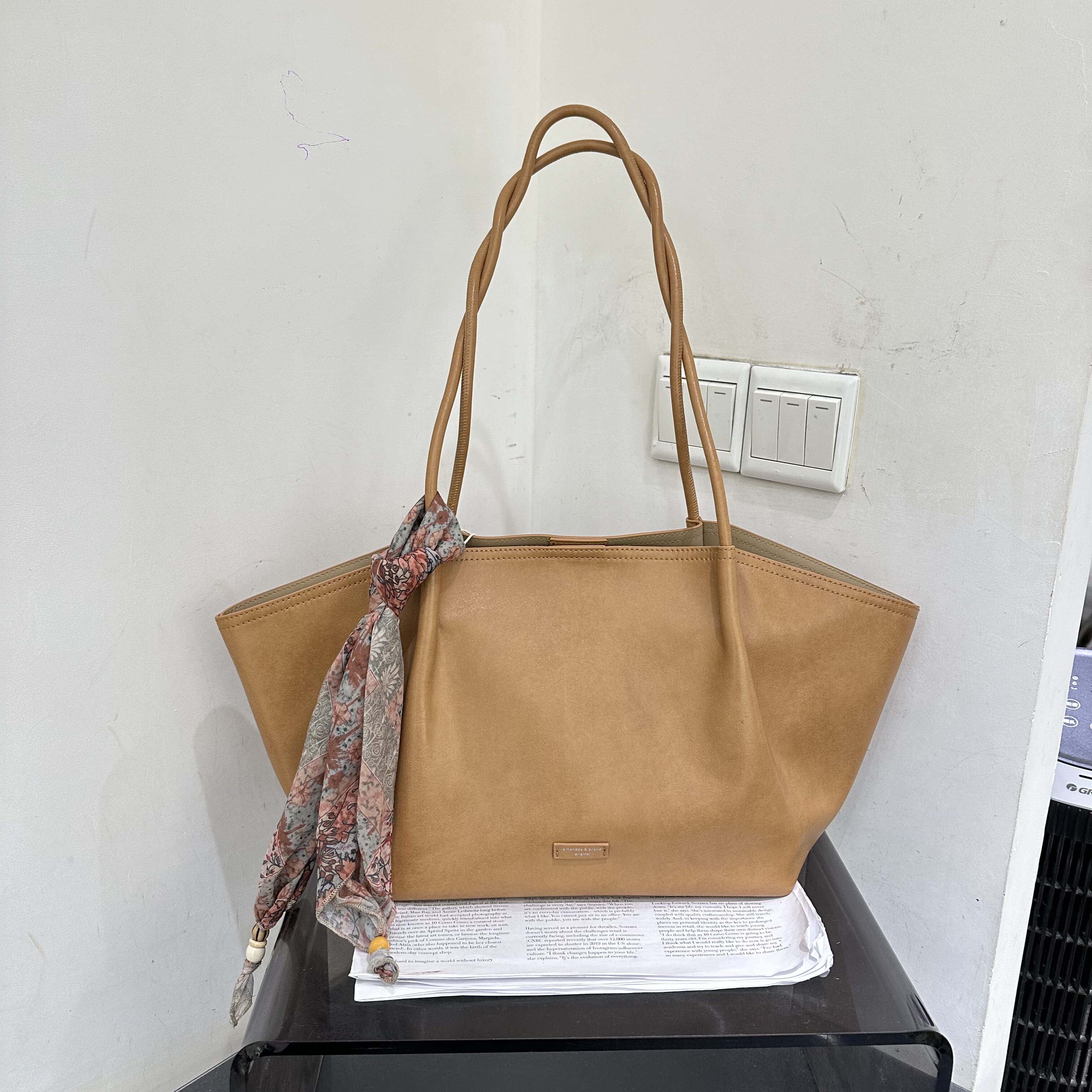 莱曼多斯新款大容量丝巾装饰单肩腋下托特包复古休闲慵懒风软子母