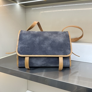 撞色翻盖复古软皮牛仔包大容量新款时尚轻便小众潮时尚休闲斜挎女