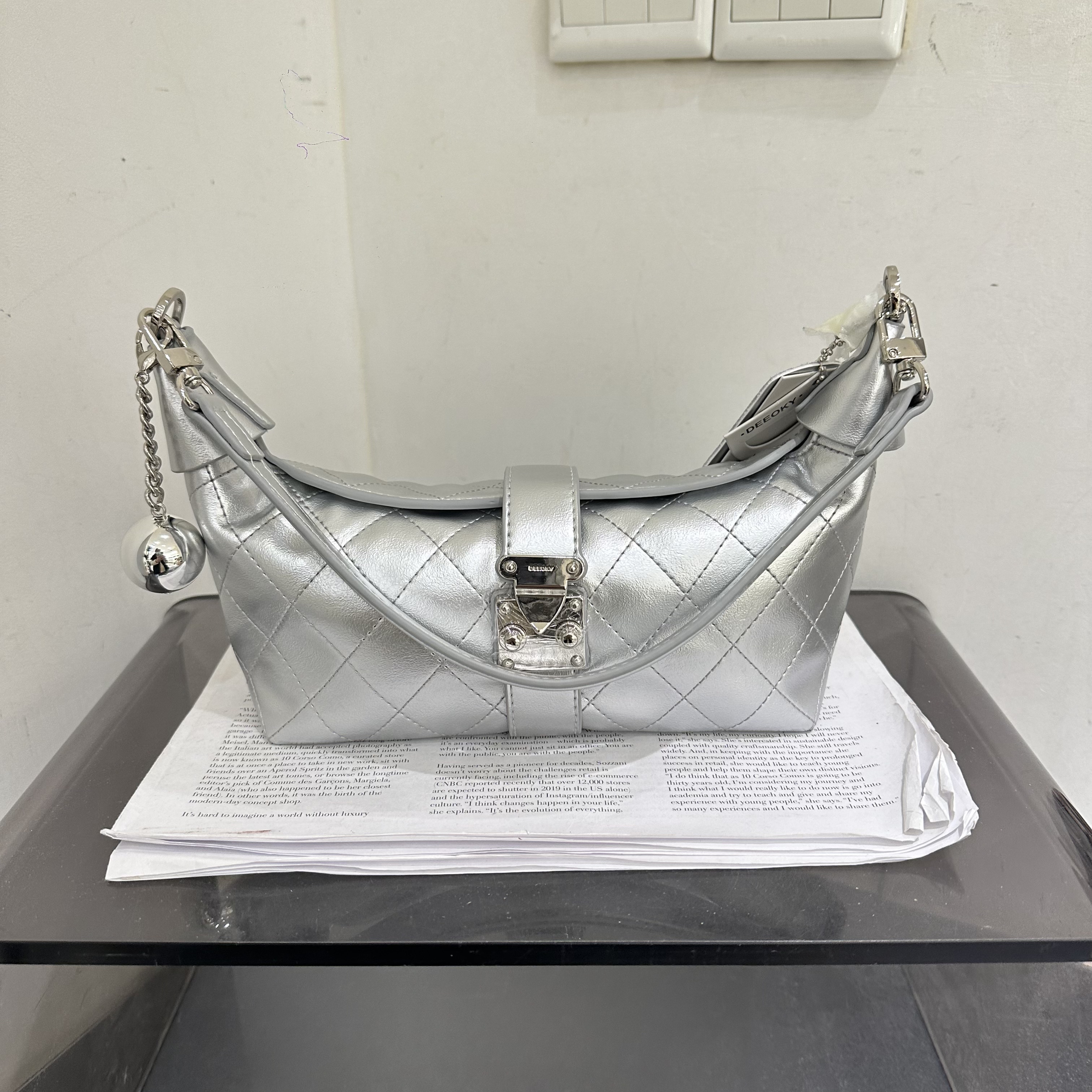 小d家新款时尚单肩腋下菱格链条包锁扣软皮小众潮时尚休闲斜挎女