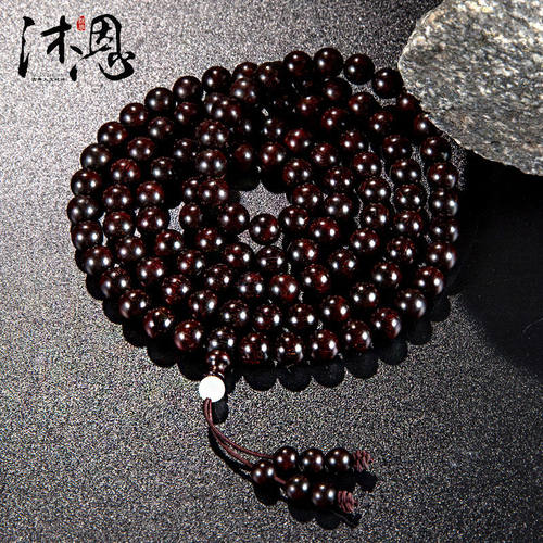沐恩印度小叶紫檀手串金星高油密老料氧化略包浆108颗*8mmSC2546