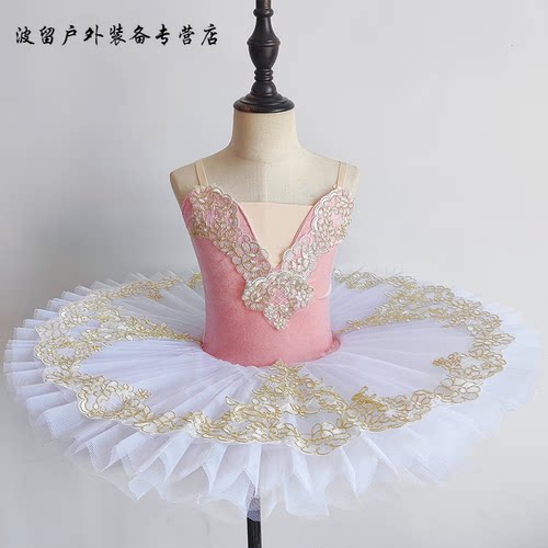 橙央新款儿童专业芭蕾舞裙演出服女童蓬蓬裙冬季小天鹅tutu吊带表