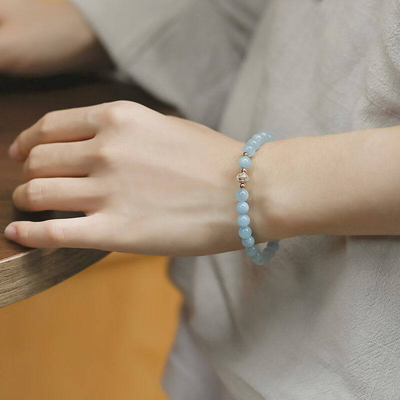 森缇（senti）海蓝宝手串时尚饰品水晶手链本命年礼物女三八妇女