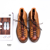 靴复古阿美咔叽短脸靴情侣款 原创设计日系美式 工装 马丁靴男户外靴