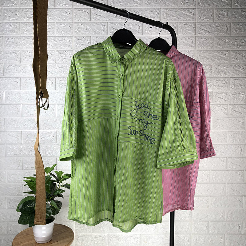 折扣特卖春夏装衬衣中长款刺绣宽松显瘦休闲衬衫女AB08|msdalam kategori Butik wanita / wanita, shirt - dari Buy2taobao.com untuk memberikan perkhidmatan ejen Taobao profesional membeli