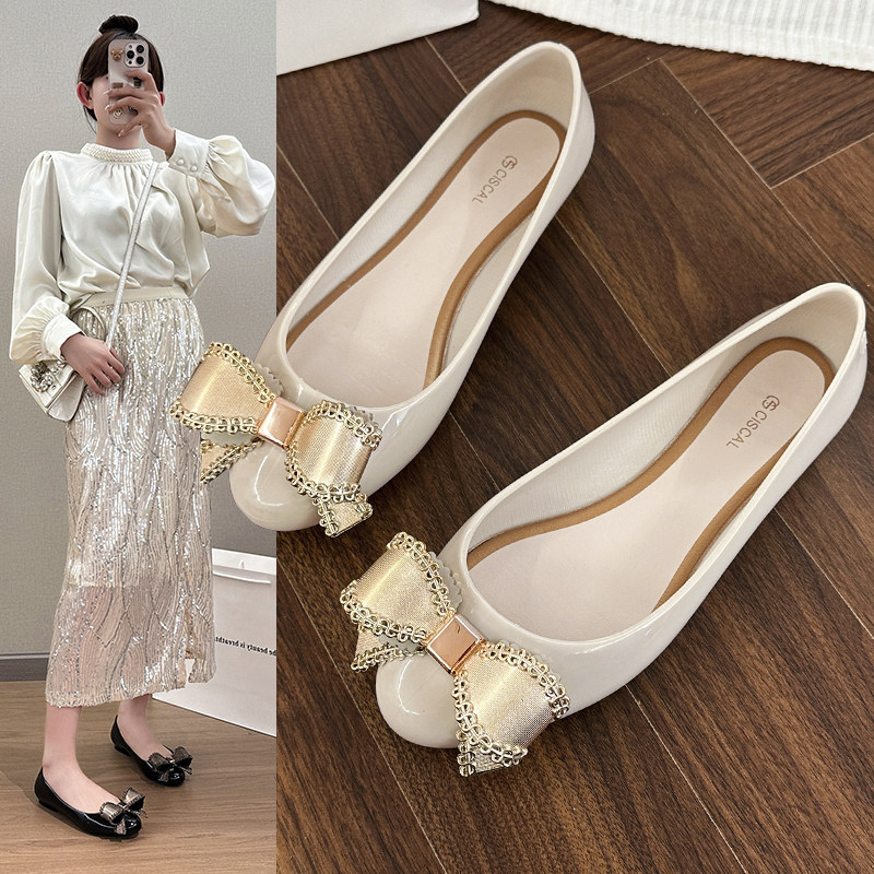 塑胶蝴蝶结女士果冻鞋圆头时尚
