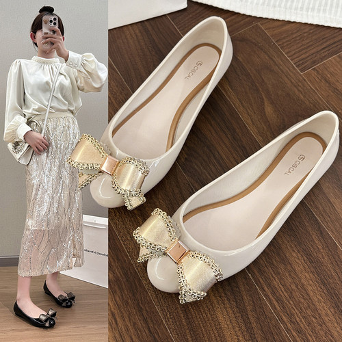 塑胶蝴蝶结女士果冻鞋圆头时尚