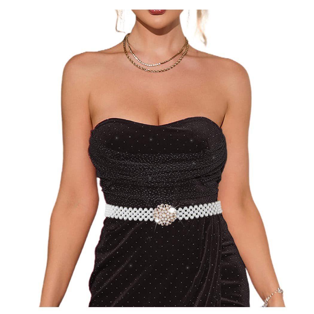 外贸女士腰链腰带腰封  纯珍珠串花朵复古欧美韩版文艺百搭优雅