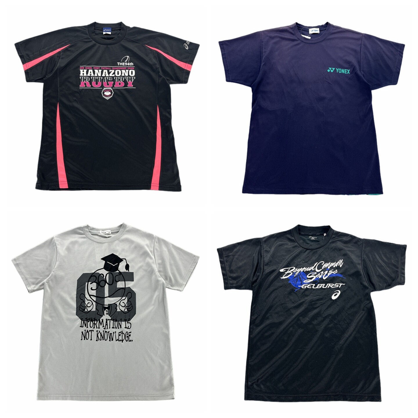 vintage古着T恤日系复古运动印花刺绣图案做旧夏季男女短袖球服L2