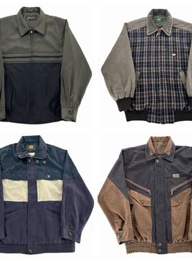 vintage古着棒球服复古哈灵顿工装阿美咔叽港风做旧秋冬外套V420