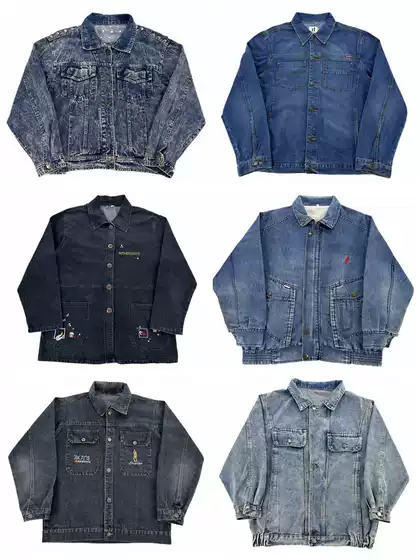 Vintage American-Style Retro Washed Denim Bf Amekaji Second-Hand Hong Kong Style Unisex Distressed Jacket N68