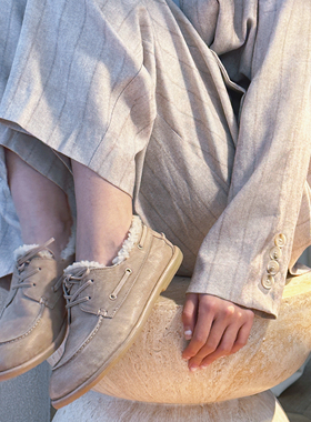 Mantova曼托瓦新款复古英伦加绒乐福鞋马皮圆头百搭小皮鞋女鞋