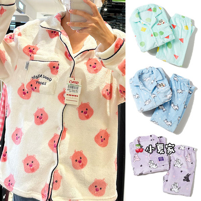 spao正品卡通动漫毛绒睡衣套装