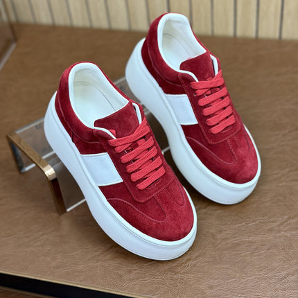 真皮厚底增高7cm松糕德训鞋小个子女款2026新款春款休闲平底板鞋