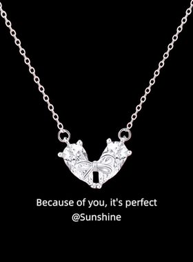 「小甜心」纯银s999爱心蝴蝶结项链女轻奢小众设计锁骨链生日礼物